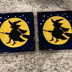 Ceramic Witch plate - set of 2